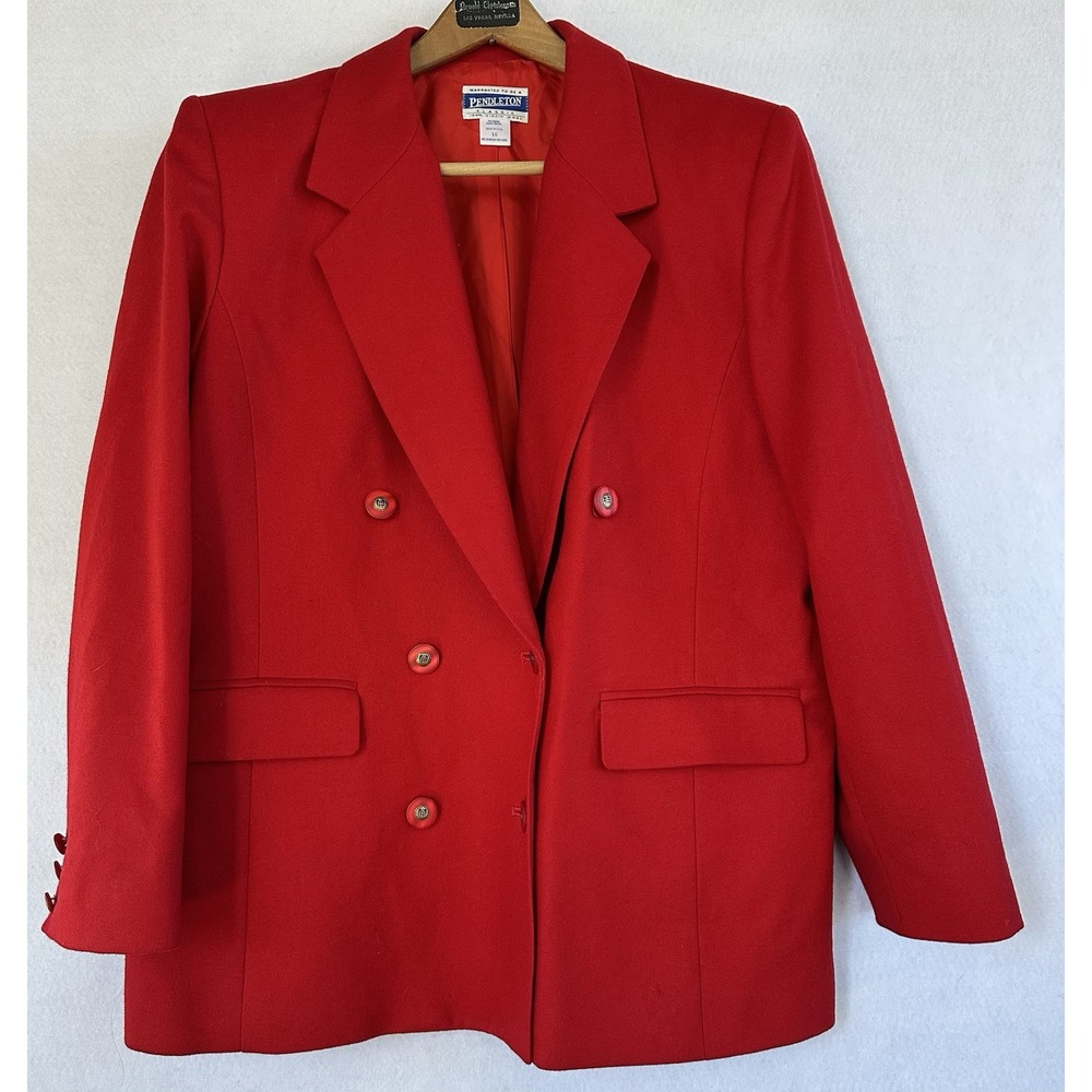 VTG Pendleton Wool Blazer Jacket Old Money Women's Size 16 Retro Career Office